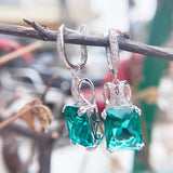 Luxyimagic Brazilian Paraiba Emerald Tourmaline Gemstone Earrings