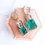 Luxyimagic Brazilian Paraiba Emerald Tourmaline Gemstone Earrings