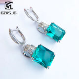 Luxyimagic Brazilian Paraiba Emerald Tourmaline Gemstone Earrings