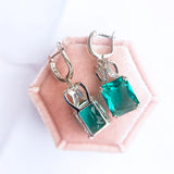 Luxyimagic Brazilian Paraiba Emerald Tourmaline Gemstone Earrings