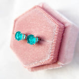 Luxyimagic Paraiba Tourmaline Stud Earrings 925 Silver Gemstone Women Party