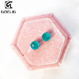 Luxyimagic Paraiba Tourmaline Stud Earrings 925 Silver Gemstone Women Party