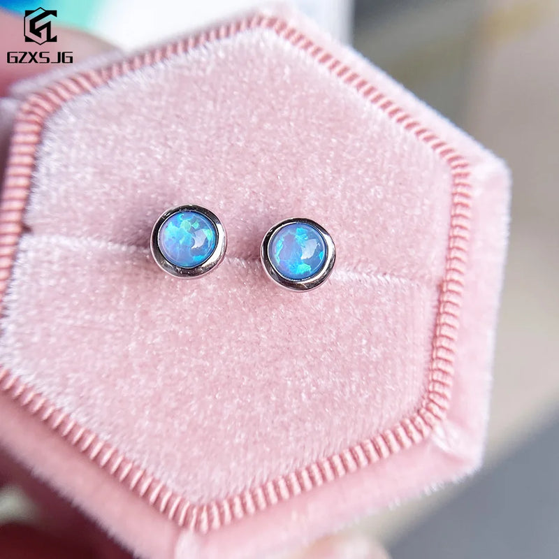 Luxyimagic Paraiba Tourmaline Stud Earrings 925 Silver Gemstone Women Party