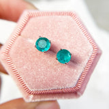 Luxyimagic Paraiba Tourmaline Stud Earrings 925 Silver Gemstone Women Party