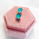 Luxyimagic Paraiba Tourmaline Stud Earrings 925 Silver Gemstone Women Party