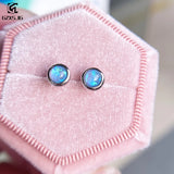 Luxyimagic Paraiba Tourmaline Stud Earrings 925 Silver Gemstone Women Party