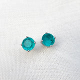 Luxyimagic Paraiba Tourmaline Stud Earrings 925 Silver Gemstone Women Party