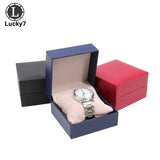 Lychee Pattern Leather Watch Box Flip Jewelry Organizer