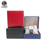 Lychee Pattern Leather Watch Box Flip Jewelry Organizer