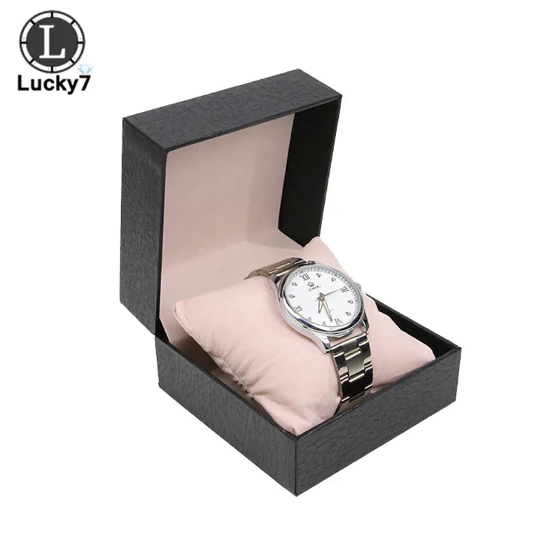 Lychee Pattern Leather Watch Box Flip Jewelry Organizer