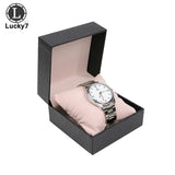 Lychee Pattern Leather Watch Box Flip Jewelry Organizer