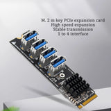 M.2 to Pci-E X1 4 Port USB3.0 Expansion Adapter ASM1184E