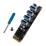 M.2 to Pci-E X1 4 Port USB3.0 Expansion Adapter ASM1184E
