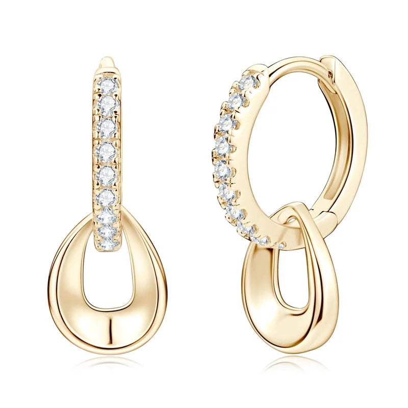 Moissanite Hoop Earrings 925 Silver D VVS1 1.3mm Dangle Fine Jewelry