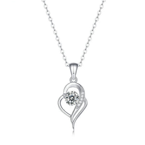 0.5ct VVSI D Heart Pendant Necklace 18K Plated 925 Sterling Silver Chain