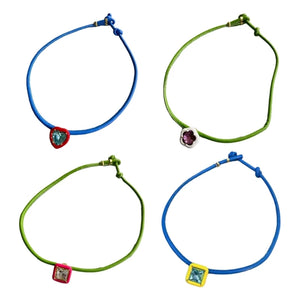 M2EA Leather Pendant Chain Necklace Heart/Flower Square Small Pendant