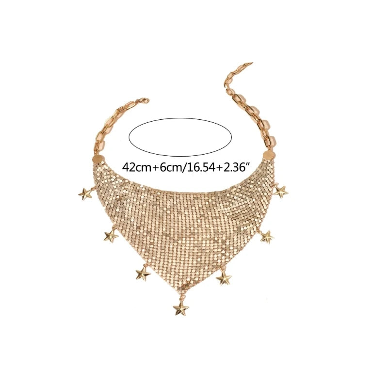 M2EA Tassel Neckerchief Neck Jewelry for Women Party Costume Necklace