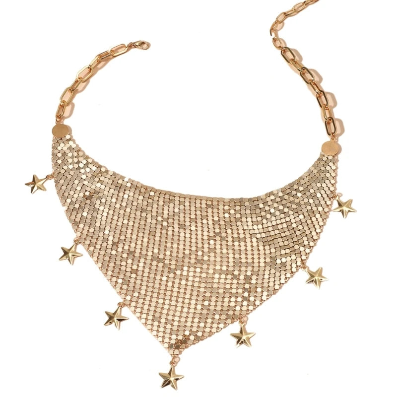 M2EA Tassel Neckerchief Neck Jewelry for Women Party Costume Necklace
