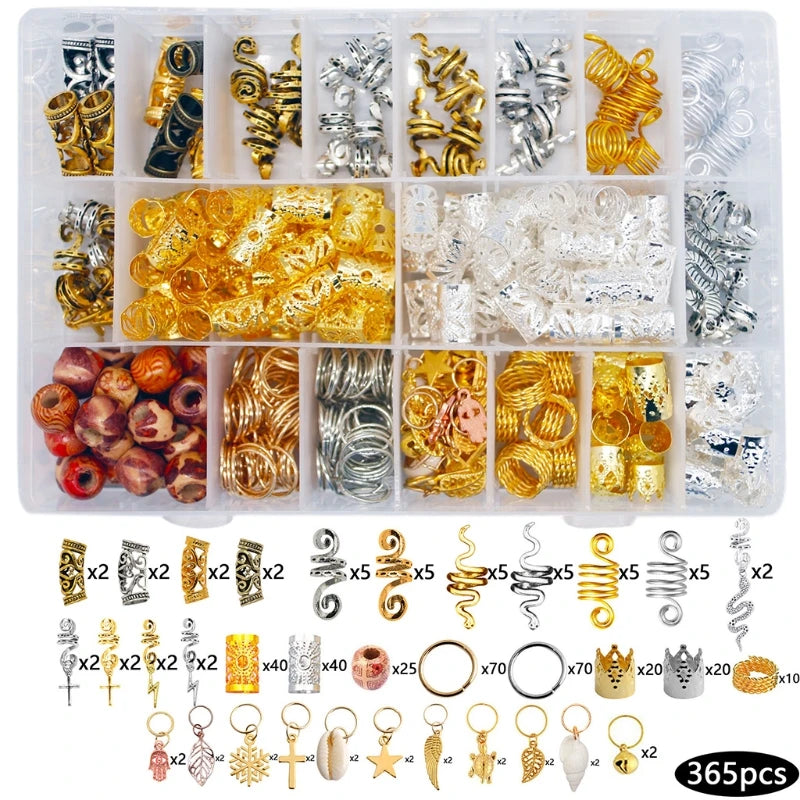 Metal Hair Coil Dreadlocks Beads Hair Braid Rings Clip Pendants