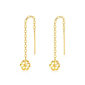 18K Yellow Dangle Snowflower Women Earrings