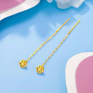 18K Yellow Dangle Snowflower Women Earrings