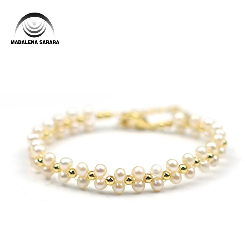 4mm AA Freshwater Pearl Beaded Bracelet, Two Rows