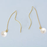 Freshwater Pearl Heart Dangle Earrings S925