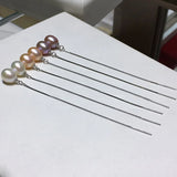 Freshwater Pearl Earrings S925 Dangle Line Drop Shape Earrings