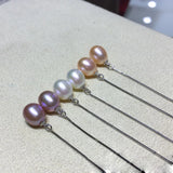 Freshwater Pearl Earrings S925 Dangle Line Drop Shape Earrings