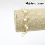 7-8mm Freshwater Pearl Bracelet Purple Pink Rice Shape Pearl Women Bracelet