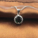 CZ Green Stone Silver 925 Chain Women Necklace