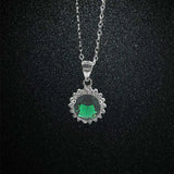 CZ Green Stone Silver 925 Chain Women Necklace