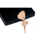 Zircon & Crystal Inlaid Pearl Brooch, Gold Plated, Fine Pin for Women