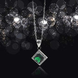 Green Stone Inlay Silver Necklace