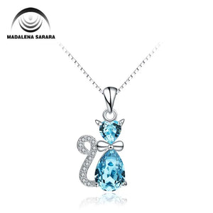 Fox Style Crystal Inlaid CZ Paved Silver 925 Necklace
