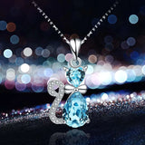 Fox Style Crystal Inlaid CZ Paved Silver 925 Necklace