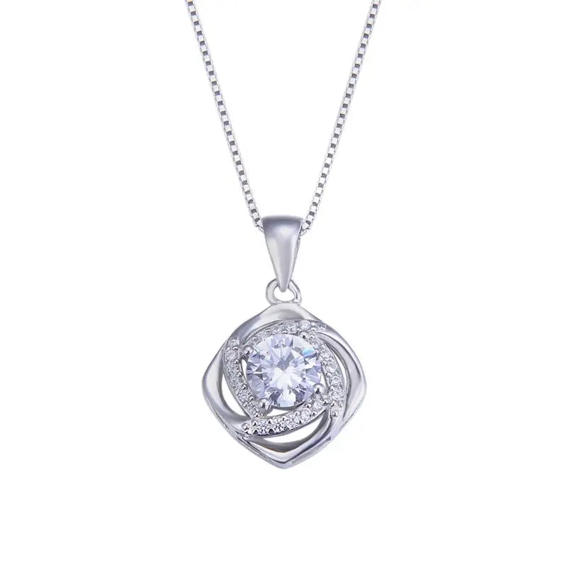 925 Silver Necklace Vintage Flower Style