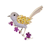 Colorful Cubic Zircon Enamel Bird Brooch