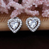 MADALENA SARARA Heart Stud Earrings CZ Pave Setting