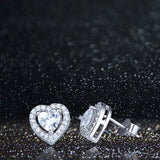 MADALENA SARARA Heart Stud Earrings CZ Pave Setting