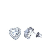 MADALENA SARARA Heart Stud Earrings CZ Pave Setting