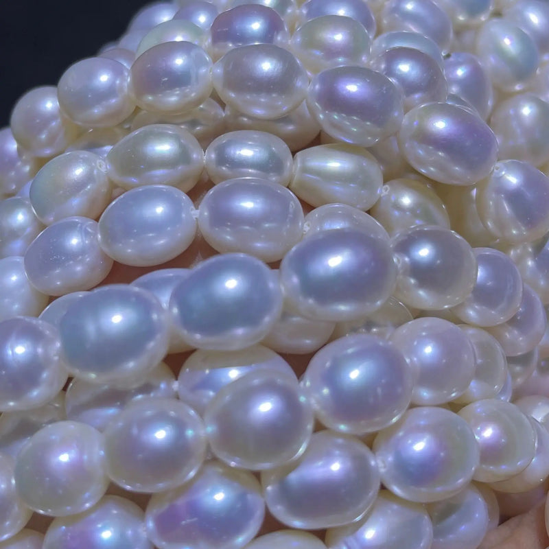 8-9mm Pearl Necklace Rice Shape Strand DIY Jewelry Making