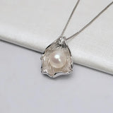 Freshwater Pearl Pendant Necklace Silver Chain Necklace