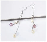 Rice Shape Freshwater Pearl Earrings with CZ Diamond Drop Tassel