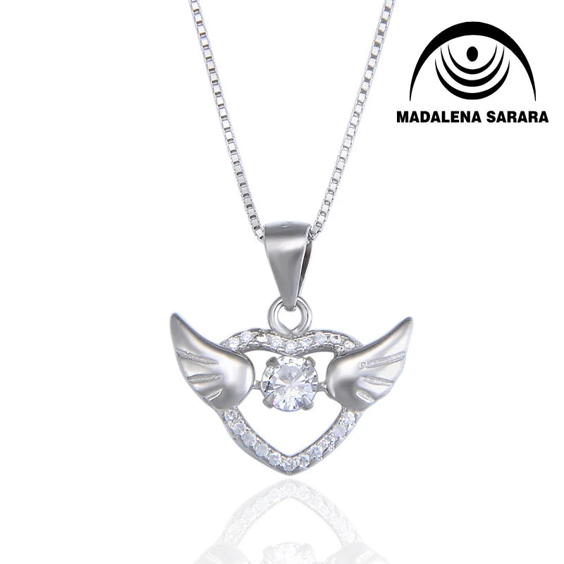 Heart Wings Style Cubic Zirconia Pendant Necklace