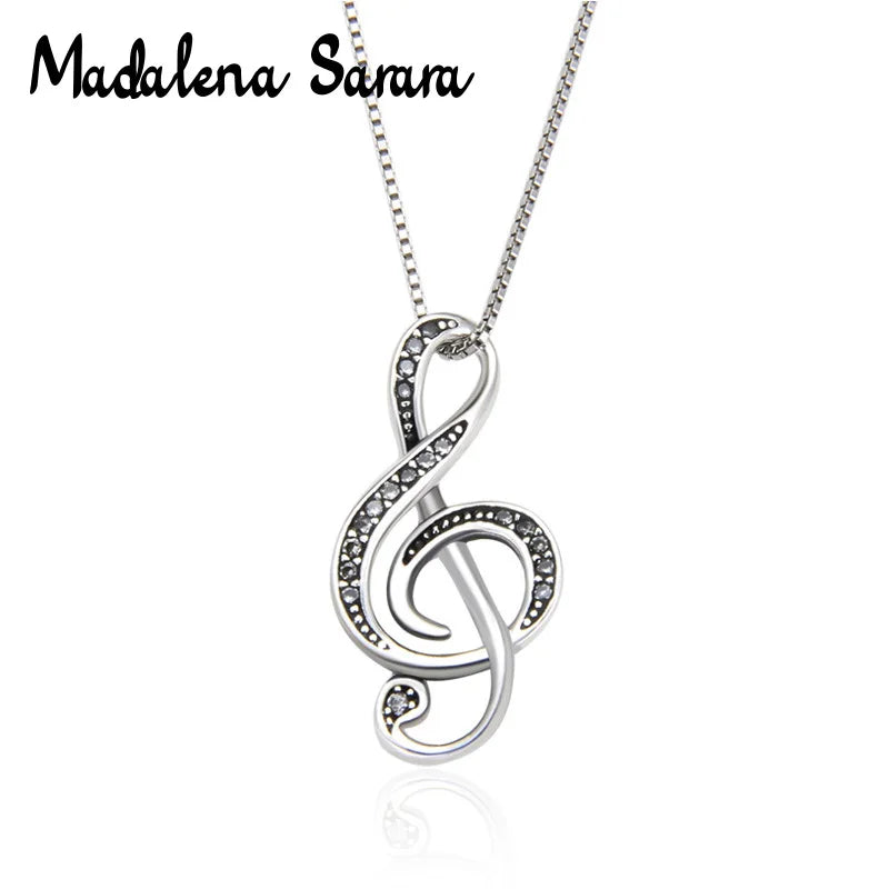 S925 Silver Music Symbol Chain Necklace for Women