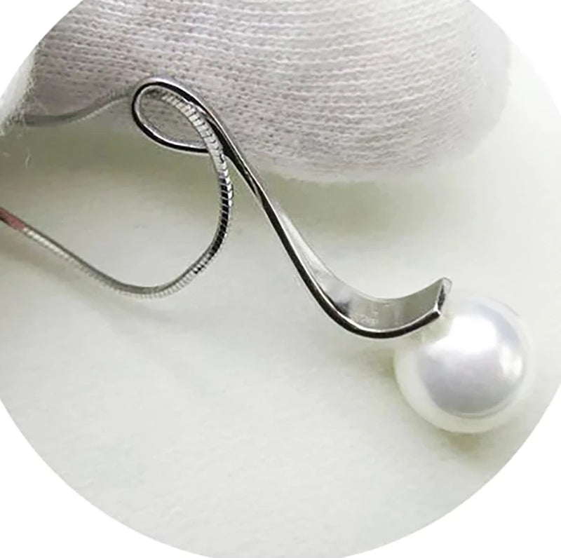 S925 Silver Chain Necklace Freshwater Pearl Music Symble Style