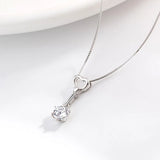 S925 Heart Style Women Chain Necklace Stone Pendant