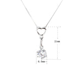 S925 Heart Style Women Chain Necklace Stone Pendant