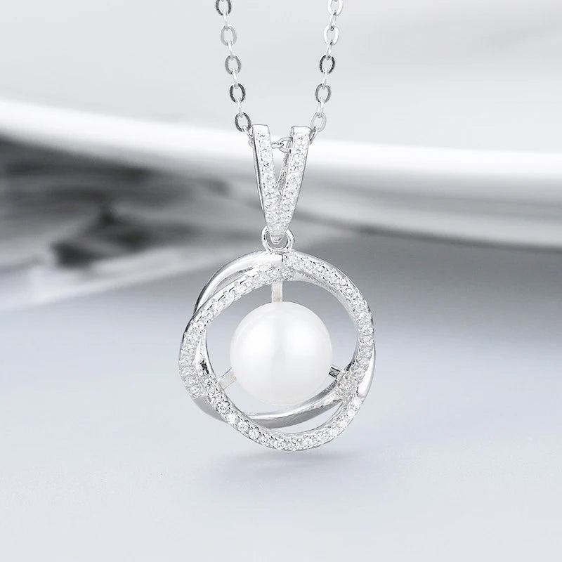 Freshwater Pearl Pendant CZ Flower Necklace